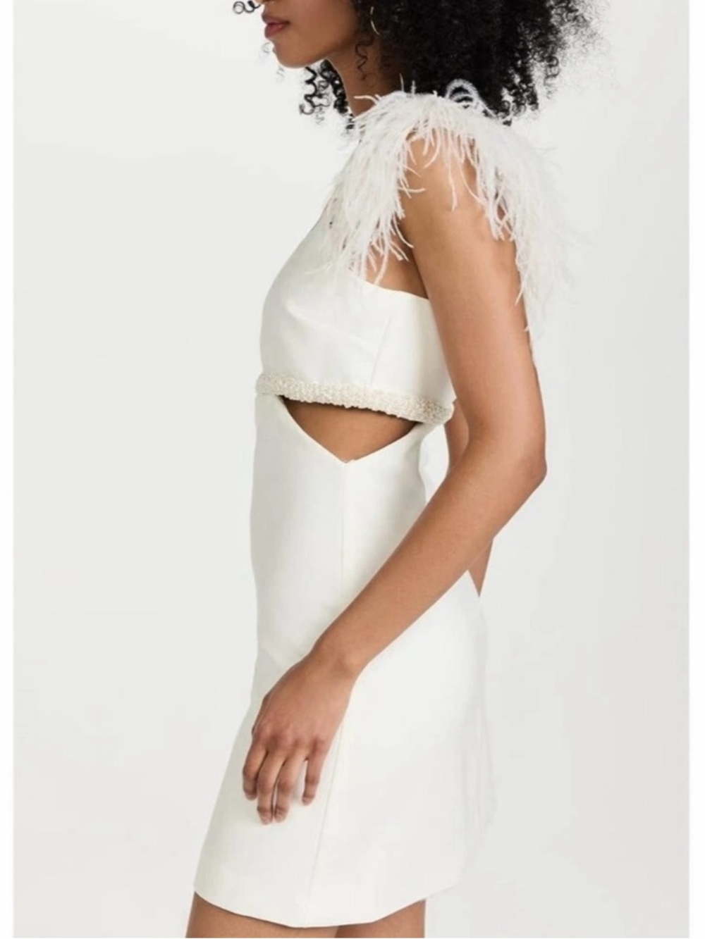 Likely Taliah Feather Pearl Beaded Cut Out Mini Dress - Picture 4 of 12